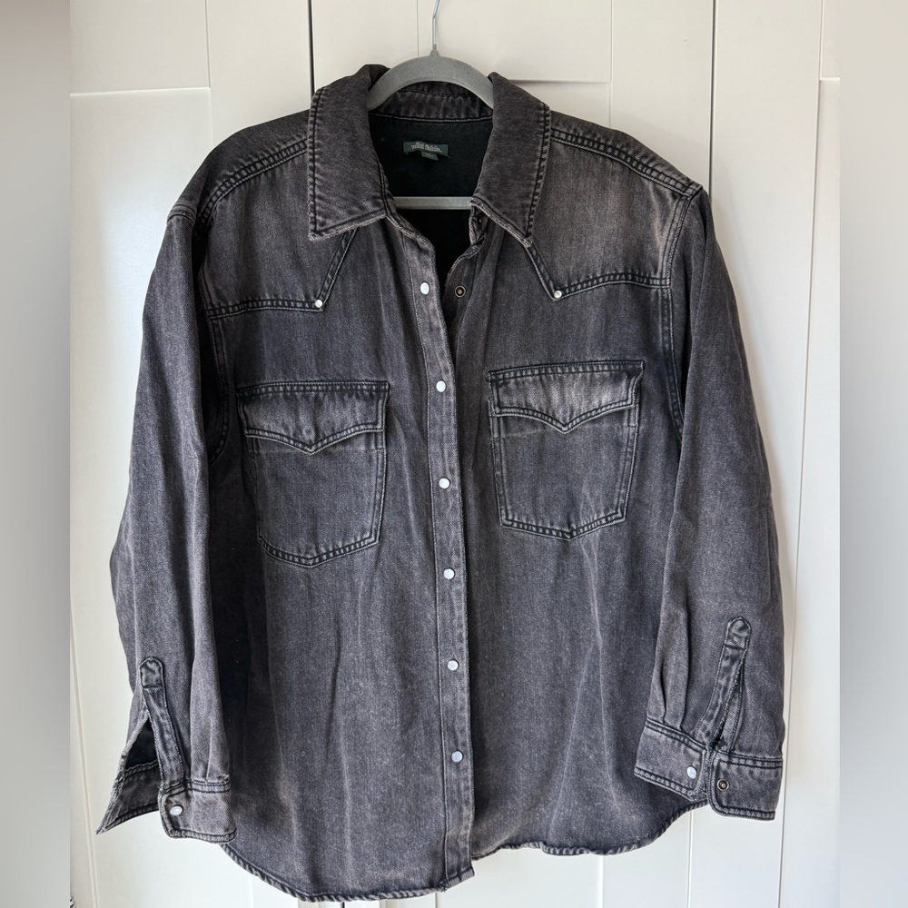 Wild Fable plus size western shacket jacket distressed denim 1X